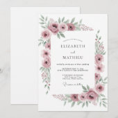 Verfeinerte Malven-Blumenhochzeit Einladung (Vorne/Hinten)