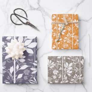 Verfeinerte moderne Florale aufsteigende Reben Sil Geschenkpapier Set