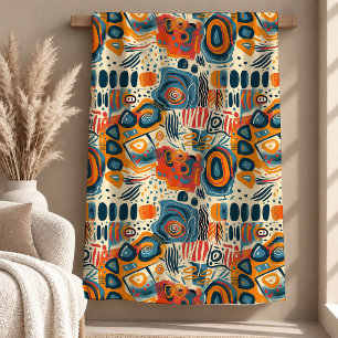 Verfeinerte Navy-Terrakotta-Boho-Decke Kunst Fleecedecke