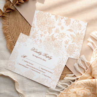Verfeinerte neutrale florale Hochzeits-RSVP-Karte  RSVP Karte