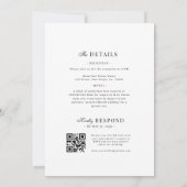 Verfeinerte Skript Weiße QR-Code-Details Hochzeit Einladung (Rückseite)
