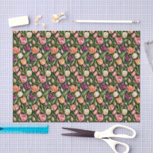 Verfeinerte Tulpen-Botanische-Illustration Seidenpapier