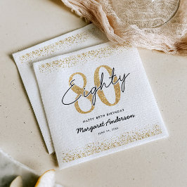 Verfeinerte weiße Gold 80. Geburtstag Servietten