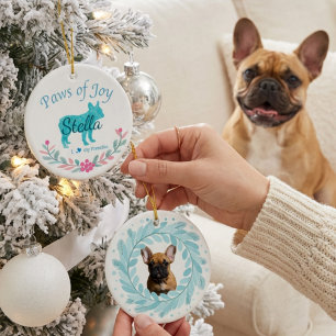 Verfeinerter Pastellblauer Französischer Bulldogge Keramik Ornament