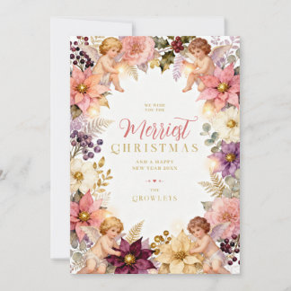 Verfeinerter Rosa Vintage Floral Engel Weihnachten