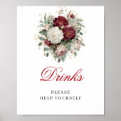 Verfeinertes Blush-Burgunder-Getränke-Tischschild Poster (Vorne)