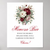 Verfeinertes Boho-Mimosa-Bar-Blush-Burgund-Schild Poster (Vorne)