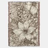 Verfeinertes botanisches Motiv in sanften Sepia-Tö Decke (Vorderseite Vertikal)