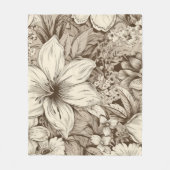 Verfeinertes botanisches Motiv in sanften Sepia-Tö Fleecedecke (Vorderseite)