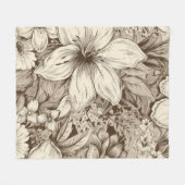 Verfeinertes botanisches Motiv in sanften Sepia-Tö Fleecedecke (Vorderseite (Horizontal))