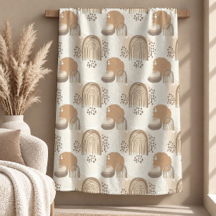 Verfeinertes Elfenbein Hellbraun Boho-Decke Kunst Fleecedecke