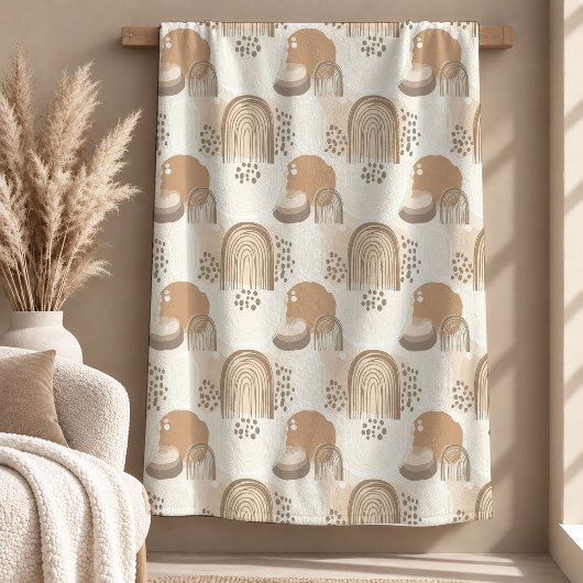 Verfeinertes Elfenbein Hellbraun Boho-Decke Kunst Fleecedecke
