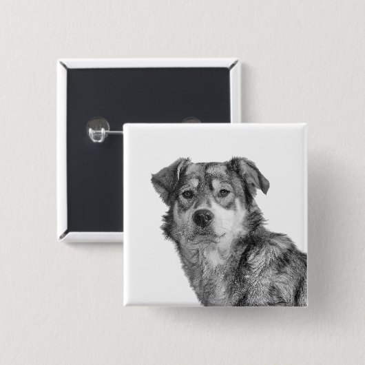 Verfeinertes monochromes großes Mischlingshund-Ras Button (Vorne & Hinten)