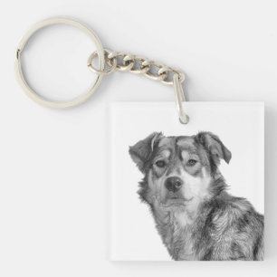 Verfeinertes monochromes großes Mischlingshund-Ras Schlüsselanhänger