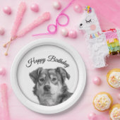 Verfeinertes monochromes Mischlingshund-Geburtstag Pappteller (Party)
