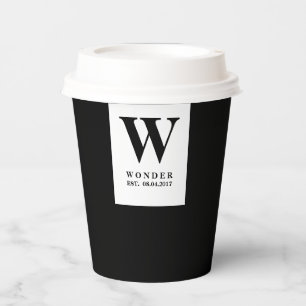Verfeinertes Monogramm für Frischvermählte   Minim Pappbecher