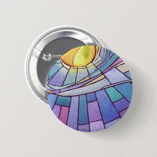 Verfestigtes Glas Sonne strahlend Himmel Button (Vorne & Hinten)