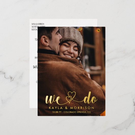 Verflochtene Herzen, die wir hochzimmern Folie Einladungspostkarte (Vorderseite/Rückseite)