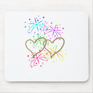 Verflochtene Herzen verwirrte romantische Mousepad