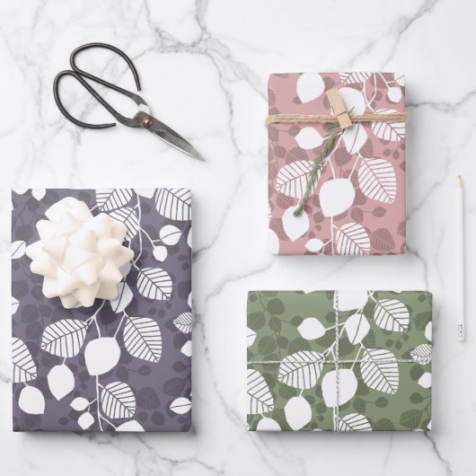 Verflochtenes Blattwerk-Kronendach Moderne Botanis Geschenkpapier Set (Vorderseite)