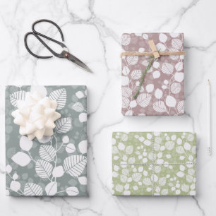 Verflochtenes Laub Blätterdach Pastell Botanisch Geschenkpapier Set