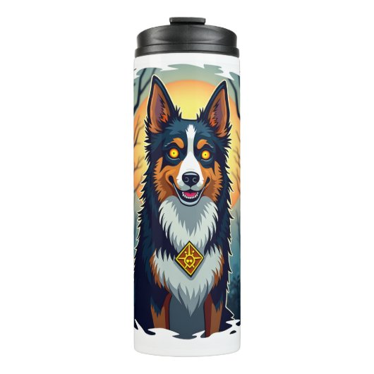 Verfluchter Collie-Kriecher Thermosbecher (Vorderseite)