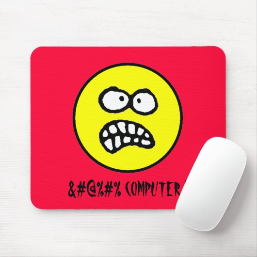 Verfluchter Computer Funny Angry Gesicht und Cuss  Mousepad (Mit Mouse)