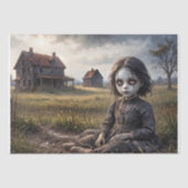 Verfluchtes Mädchen in einem verlassenen Garten Seidenpapier (Vorderseite)