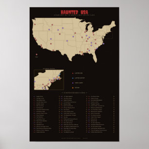 Verfluchtes USA - Karte der am meisten heimgesucht Poster