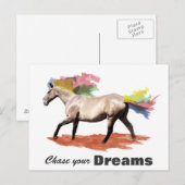Verfolge deine Träume Pferd Regenbogenmähne Postkarte (Vorne/Hinten)