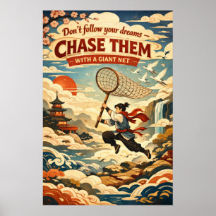 Verfolge deine Träume Riesiges Netz Retro-Asiatisc Poster