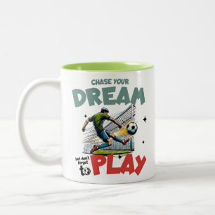 Verfolge deinen Traum, Fußball-Motivation Zweifarbige Tasse