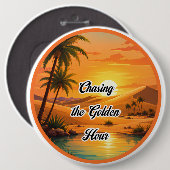 Verfolgung der Golden Hour Sunset Oasis Ästhetik Button (Vorne & Hinten)