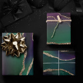 Verführerisch Agate | Dunkle Jewel Tone Stone Gold Geschenkpapier Set