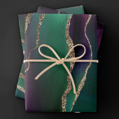 Verführerisch Agate | Dunkle Jewel Tone Stone Gold Geschenkpapier Set