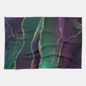 Verführerisch Agate | Dunkle Jewel Tone Stone Gold Geschirrtuch (Horizontal)