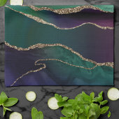 Verführerisch Agate | Dunkle Jewel Tone Stone Gold Geschirrtuch