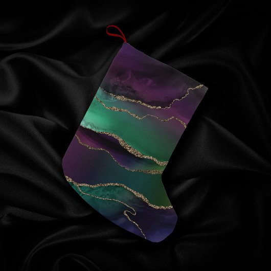 Verführerisch Agate | Dunkle Jewel Tone Stone Gold Kleiner Weihnachtsstrumpf