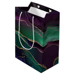 Verführerisch Agate Dunkle Jewel Tone Stone Gold Mittlere Geschenktüte