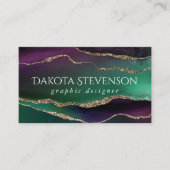 Verführerisch Agate | Dunkle Jewel Tone Stone Gold Visitenkarte (Vorderseite)