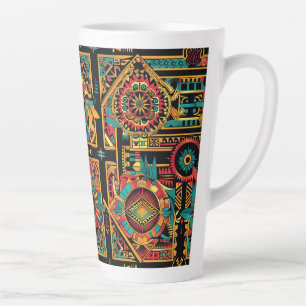 Verführerisch Blue "Aztec Dream" Große Latte Tasse