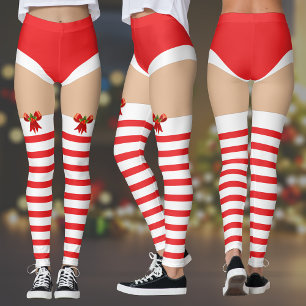 Verführerisch gestreifte Weihnachtsfeiertage Leggi Leggings