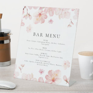 Verführerisch rosa Kirschblossom Blume Bar Menu Sockelschild