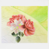 Verführerische Blume Jugendliche Grün Fleecedecke (Vorderseite (Horizontal))