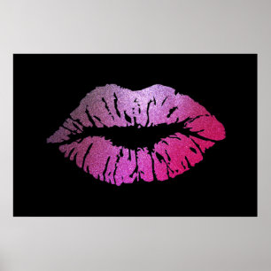 Verführerische Glitzernde Lippen, Kuss Poster