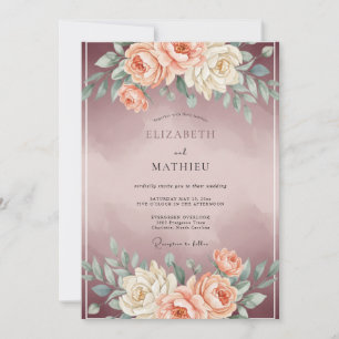Verführerische romantische Hochzeit in Mauve Einladung