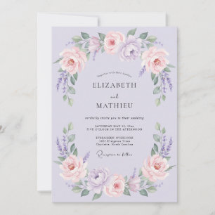 Verführerische romantische Lavendel-Hochzeit Einladung
