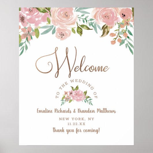 Verführerische Rose Vintag Dusty Pink Begrüßungsze Poster (Vorne)