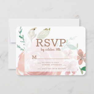 Verführerische Rose Vintag Dusty Pink Floral Wasse RSVP Karte