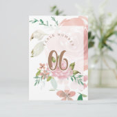 Verführerische Rose Vintag Dusty Pink Tischnummer (Stehend Vorderseite)